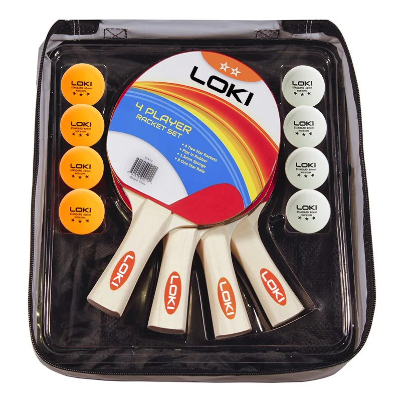 
LOKI Performance 4-player table tennis racket set table tennis paddle case with inverted rubber for increased balls control 