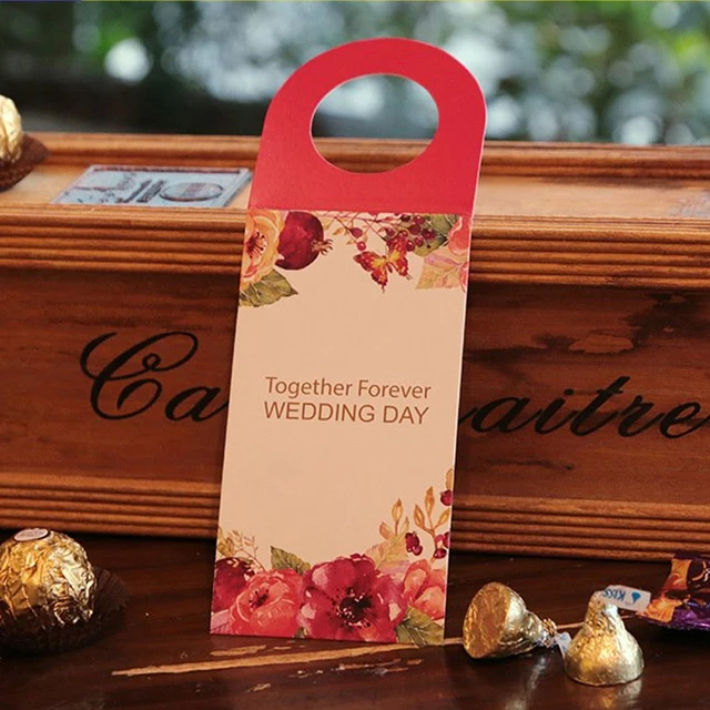 custom design printing paper bottle neck hang tag for wine bottleneck