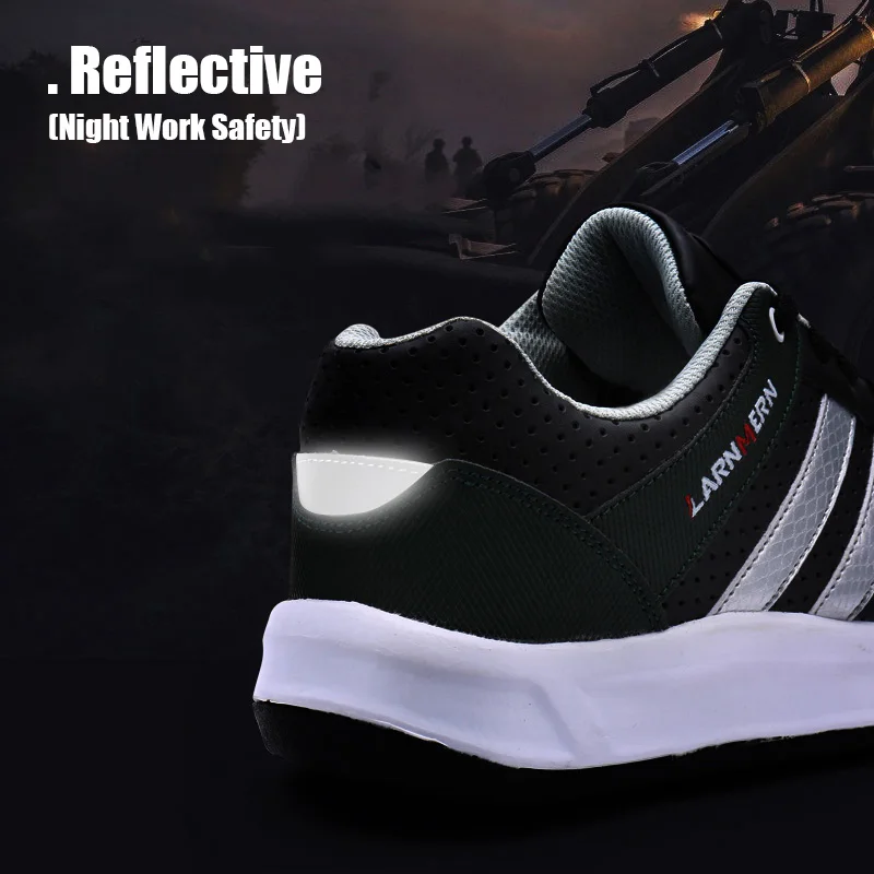 Кроссовки LARNMERN мужские со стальным носком, Рабочая защитная обувь, дышащая уличная защитная обувь для мужчин, строительные Сникеры, защита от проколов