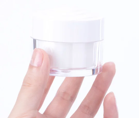 Stock 15ml Clear Plastic PS Double Wall Facial Cream Jar with Rose Screw Cap
