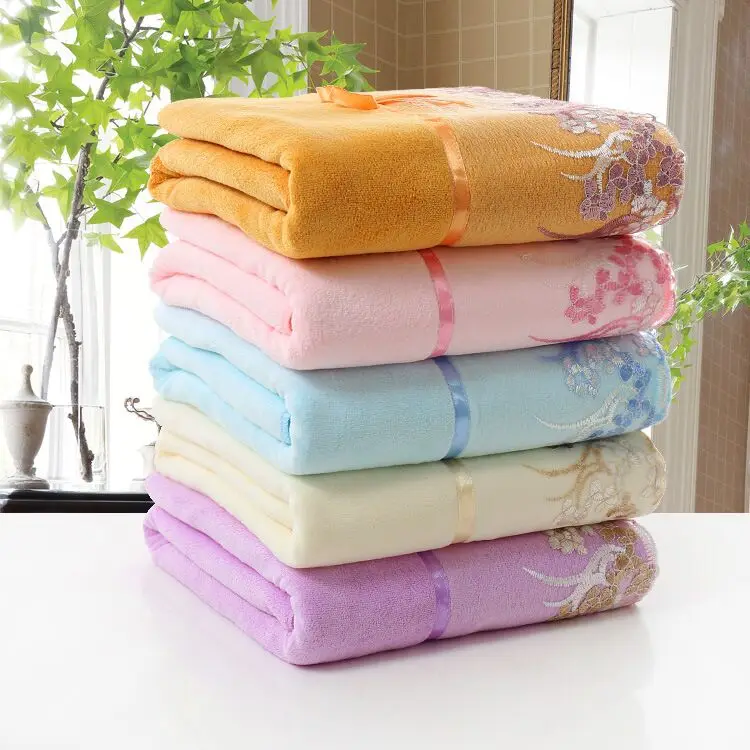 microfiber custom logo lace ribbon velour face towel