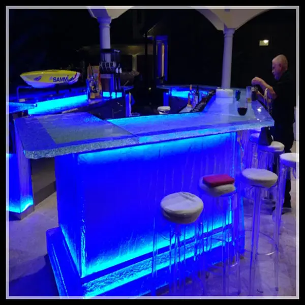 
LED illumination glass modern commercial bar counter 