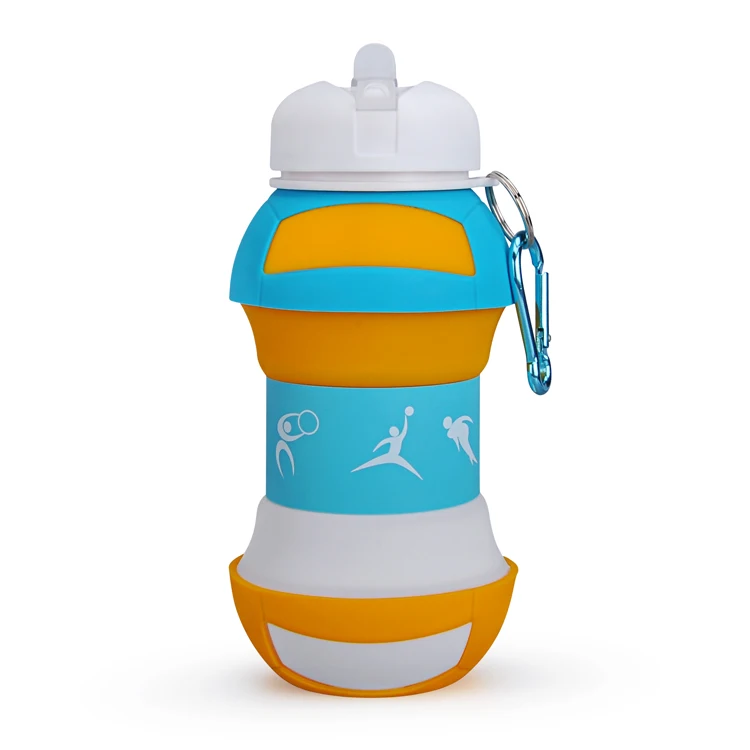 Custom Logo Gym Shaker Volleyball Sport Water Bottle Unisex Foldable Silicon Pressing Type Anti-Corrosion Coating Boiling Water