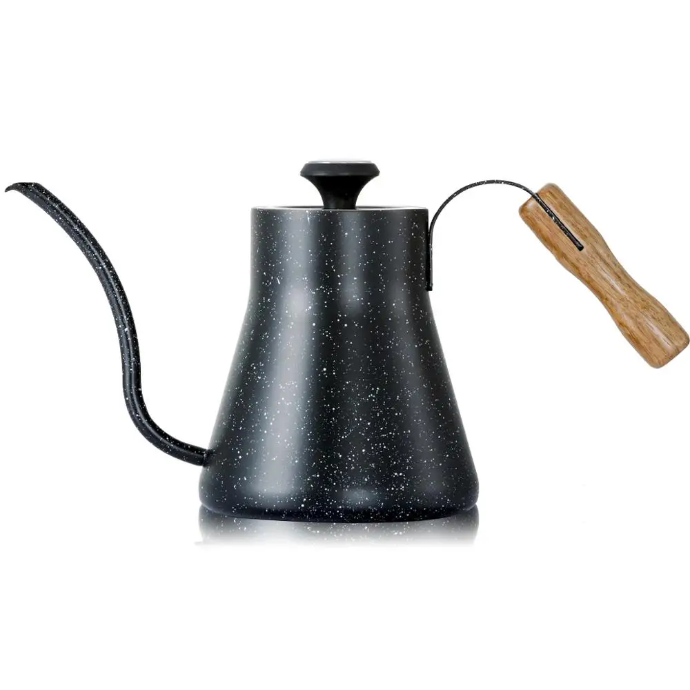 New Design Stainless Steel Gooseneck Pour Over Coffee Kettle  with Wood Hand and Thermometer