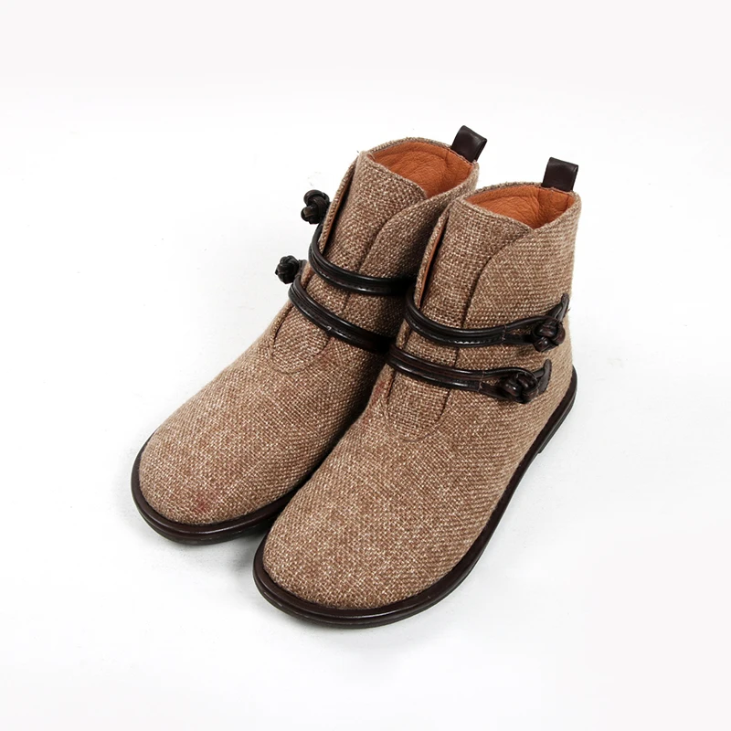 Женские Новые Модные Винтажные женские ботильоны из конопляной кожи с пряжкой