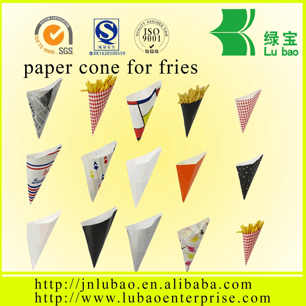 China supplier  printed crepe paper cone food paper packaging