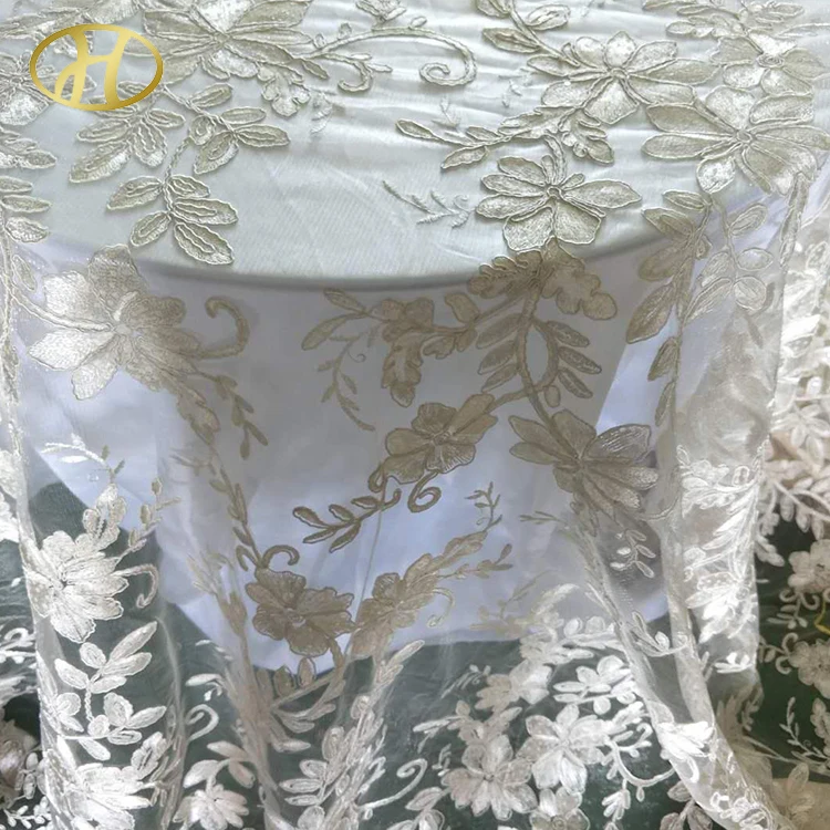 Fancy Round Ivory Party cut Embroidery Overlay Table Cloth Overlay made in China event 2020 for wedding