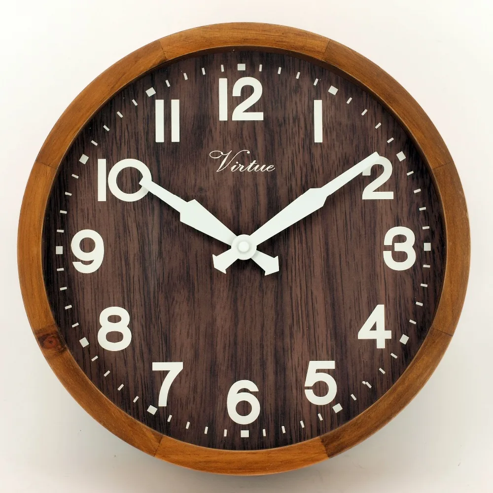Quartz analog type handmade custom logo wooden clock for wall