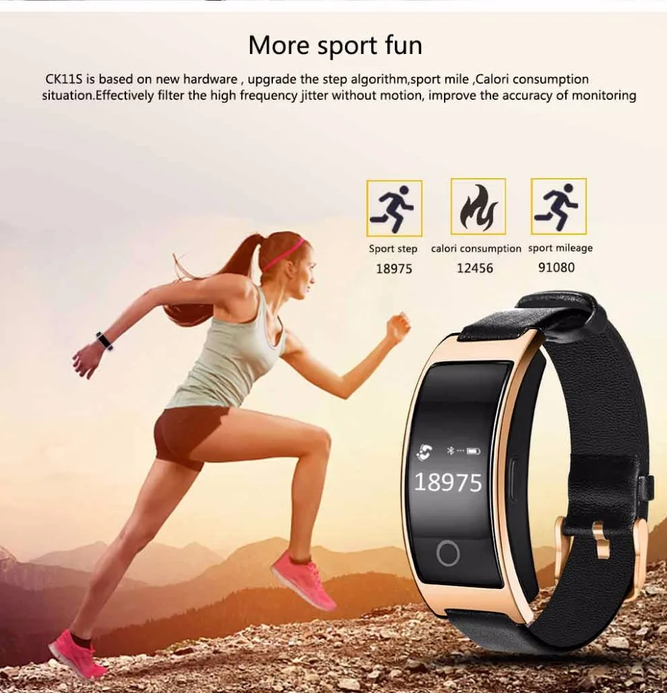 
CK11S Smart Band Blood Pressure Heart Rate Monitor Wrist Watch Intelligent Bracelet Fitness Bracelet 