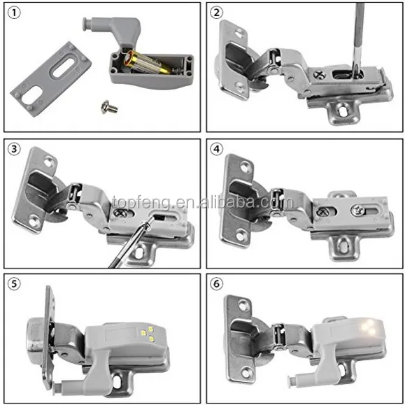 Cabinet Hinge LED Light Cupboard Light with Automatic Switch Automatic Switch for Home Kitchen Office Hotel