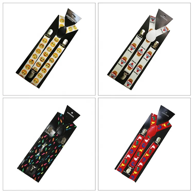 
Custom Personalized Logo Pattern Digital Screen Print Festival Design Y Back Printing Suspenders with 3 Metal Clips 