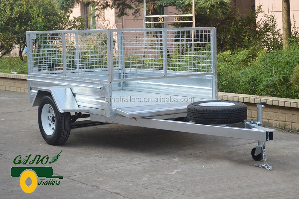 Hot Dipped Galvanized 5 leaf springs 8x5 tipper trailer with cage