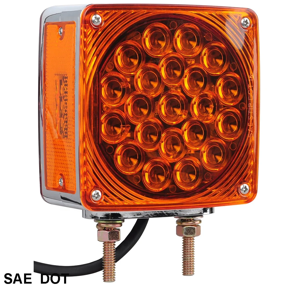 
LED Square Dual Face Park & Turn Light W/ Side Marker, Pedestal Mount 12v led light 