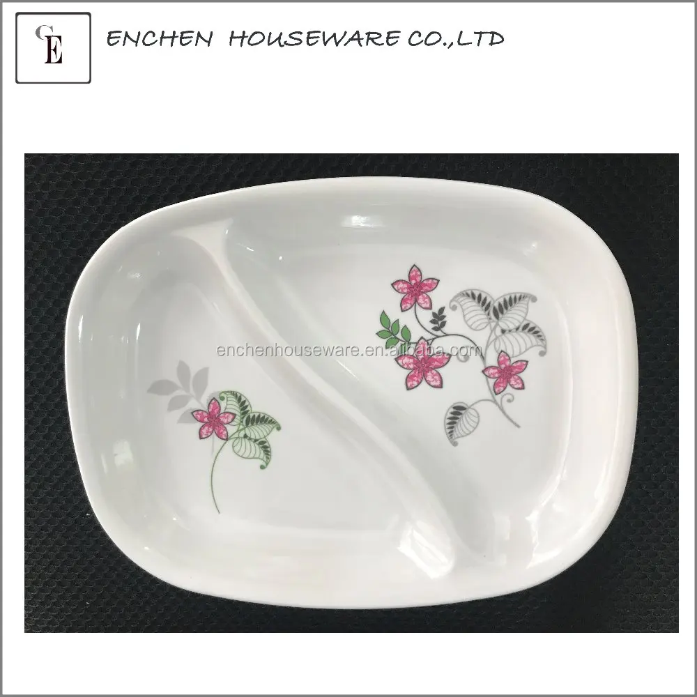 Divided Feeding Dish Melamine Divided Dinner Plate 2 Section Melamine  Tableware