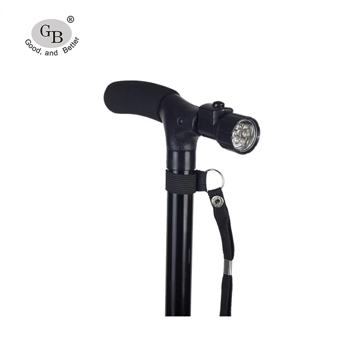 Factory Outlet Low Price Practical Double Handle Adjustable Walking Cane With Light