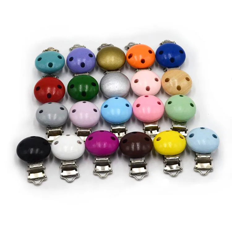 OEM Baby Teething Pacifier Holder Food Grade Wooden Baby Pacifier Clip