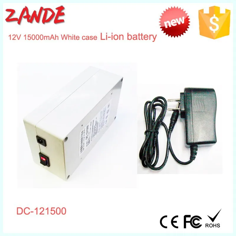 DC 121500 DC 15000mAh 12V Super Lithium Polymer Battery Pack with white case for CCTV Camera LED Strips lan router