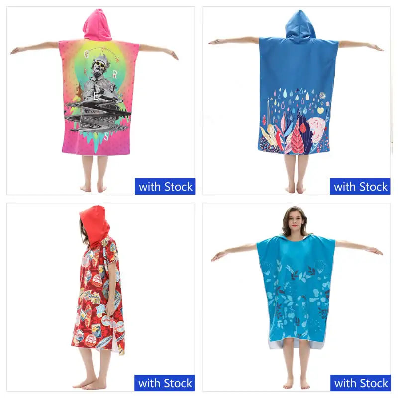 Leisure Daily Use Original Design Large Printed China Supplier Best Quality Private Custom Adult Poncho Hooded Towel