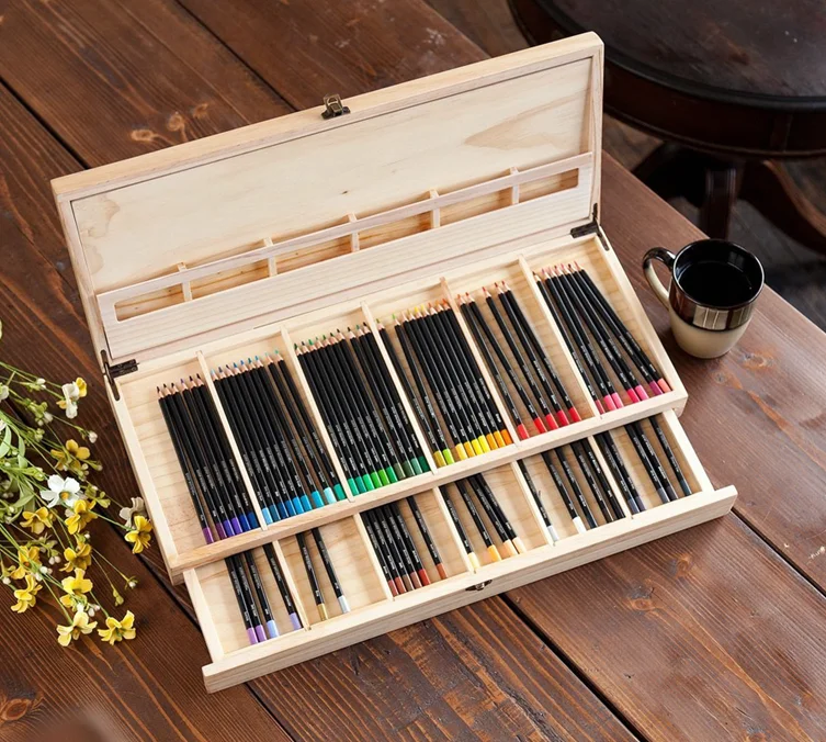 Деревянный Цветной ящик для карандашей с замком оптовая продажа от Caoxian