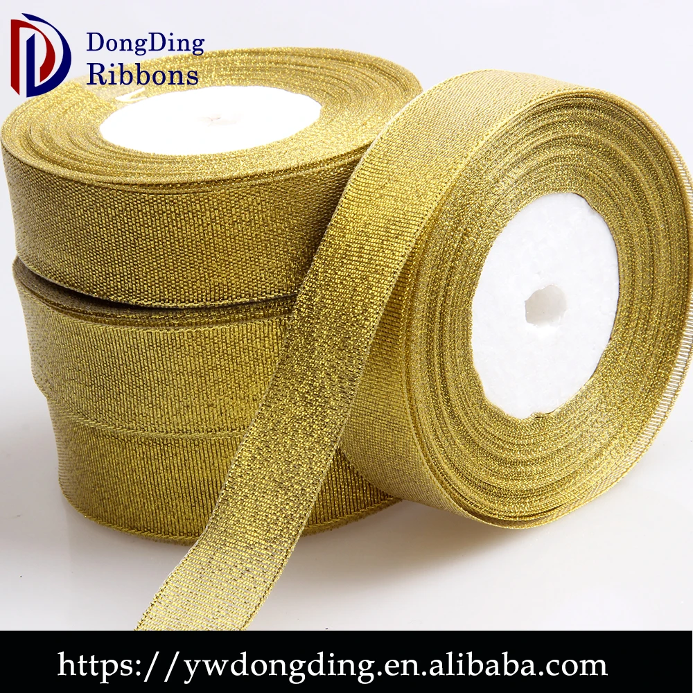 Sotock wholesale  ribbon ,1 inch gold glitter ribbon tape