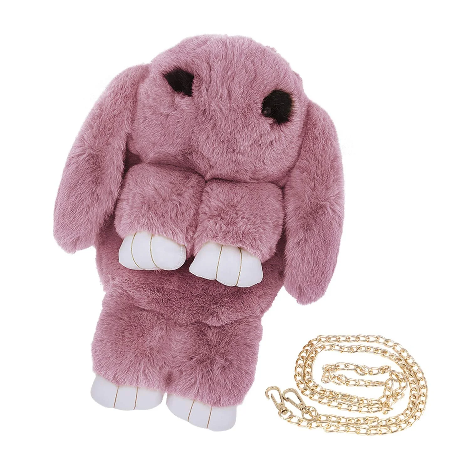 Kids Rabbit Faux Fur Backpack Bunny Hare Shoulder Bags Plush Doll Crossbody Knapsack Wallet Purse Travel Pouch Girls 25-30days