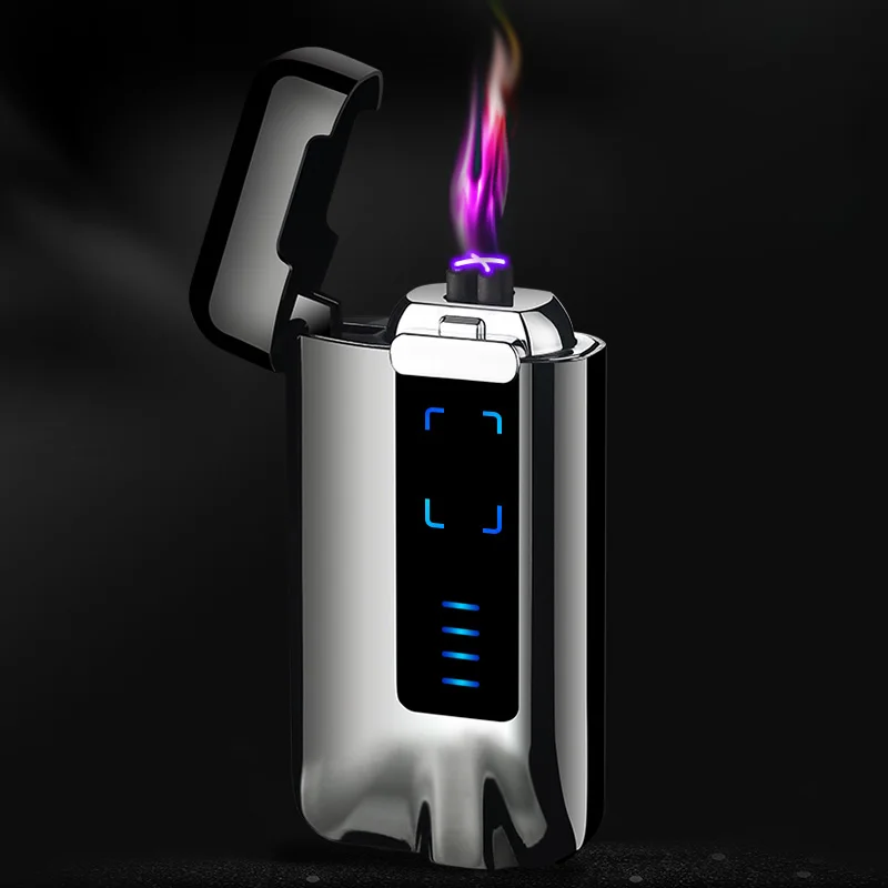 2019 china yiwu yanzhen  customized  flameless electronic big screen  windproof  dual arc USB lighter  wholesale 018