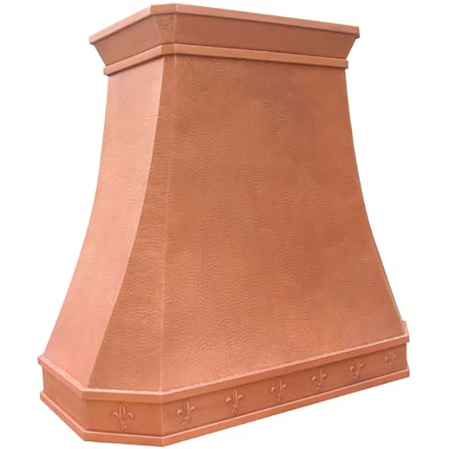 Customized Handcraft Hammered copper kitchen range hoods For smoke absorbing chimney vent hood