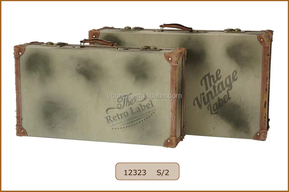 Distressed look Dirty look Old look Wooden Suitcase Luggage Style Storage Showcase for Decoration