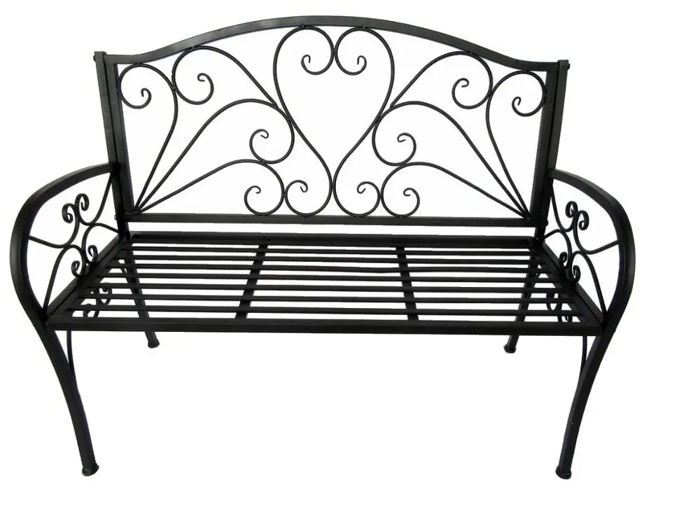 outdoor garden cast metal end armrest Wrought Iron Bench
