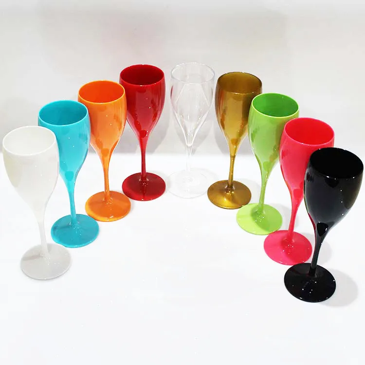 
White Acrylic Plastic Champagne Wine Flutes Glass Tulip Glass for Party 