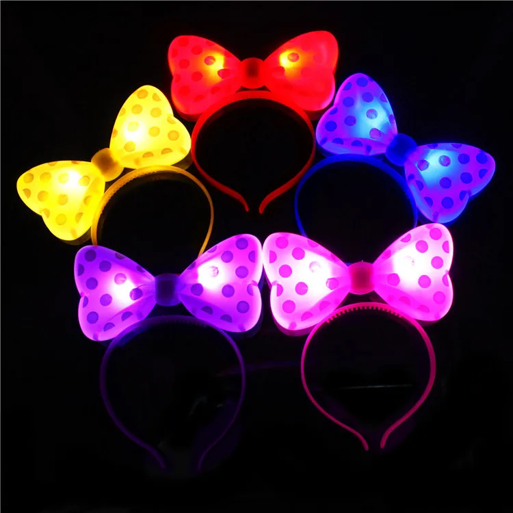 Glow LED Light Up Bow Hair Band  Bowknot Head Hopper Party Cosplay Headband