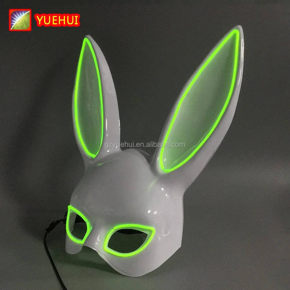 Night Club Accessories Sound Active Led Bunny Rabbit Mask Music Festival Neon Rabbit Masks Make Up Carnaval Props