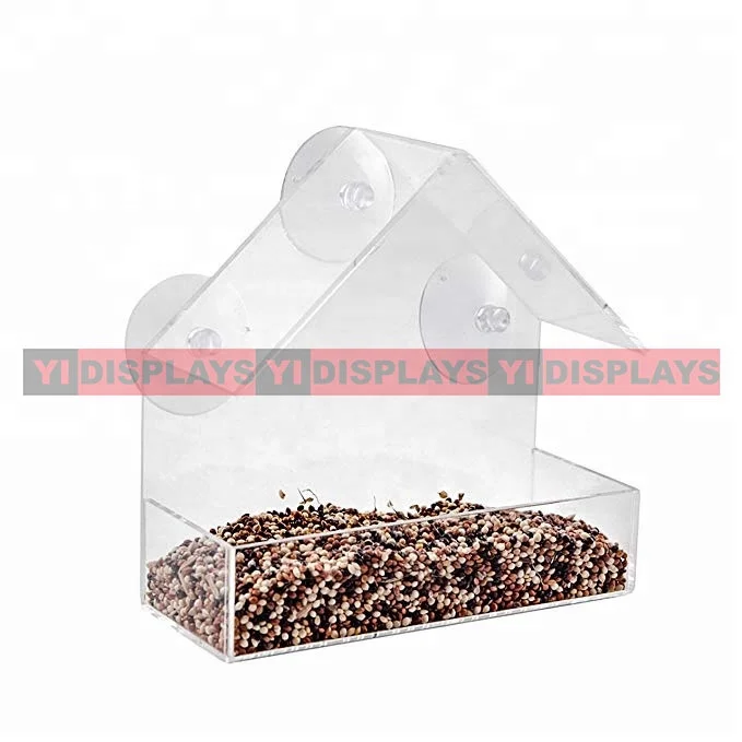 Novelty clear acrylic window bird feeder humming bird feeder bird food feeder