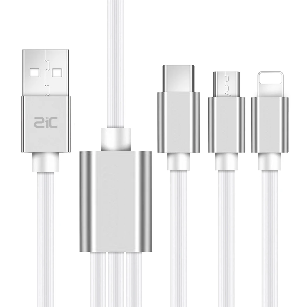 21C TPE 3 in 1 USB cable 2.1A quick charge Micro Type-C USB cable for android for ios for Samsun for any smart phones