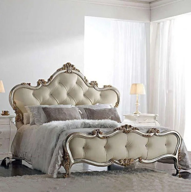 1.8m American style Romantic  Princess bed in  Solid Wood Leather new classical  royal luxury 5 star hotel furniture