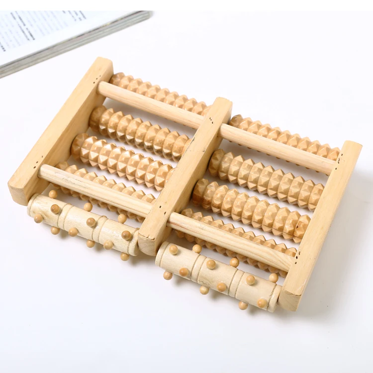 Wooden Dual Foot Massager Roller to Relax & Relieve Foot Pain