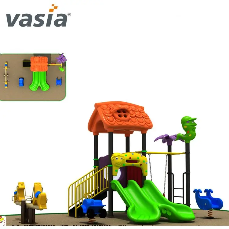  Китай надежного поставщика Vasia красочная дешевая Парк игрушки для детей пластиковый годный использования вне помещения игровая площадка с качелями и качели