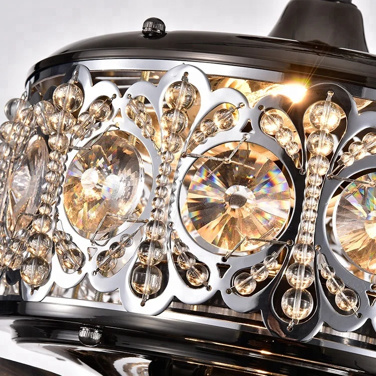 
Factory Price Wholesale Modern Style Decorative Crystal Contemporary Emergency Ceiling Fan with light 