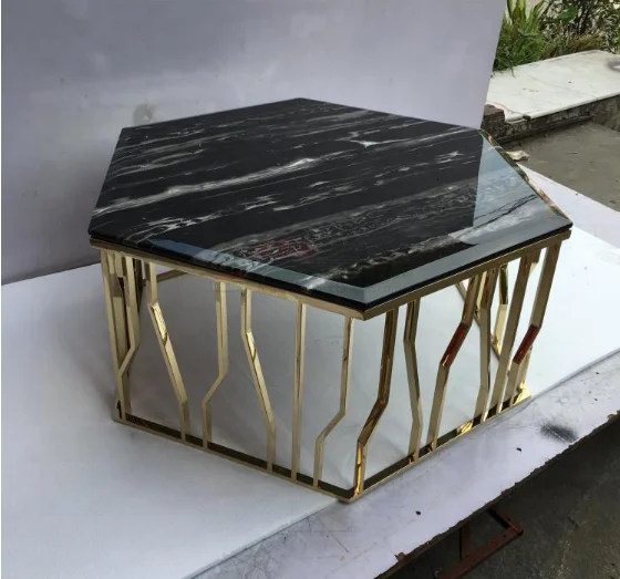 Luxury Round gold metal base marble table top center living room coffee table