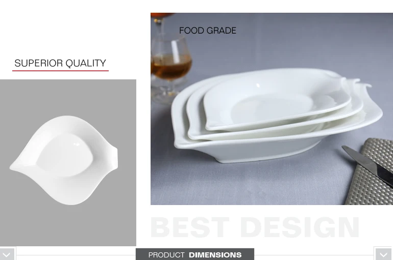 dinnerware restaurant wholesale ceramic leaf shape dish plate for snack food