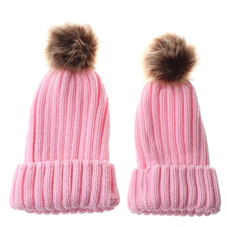 Sell ladies childrens baby cute winter knitted sports hat with pom pom