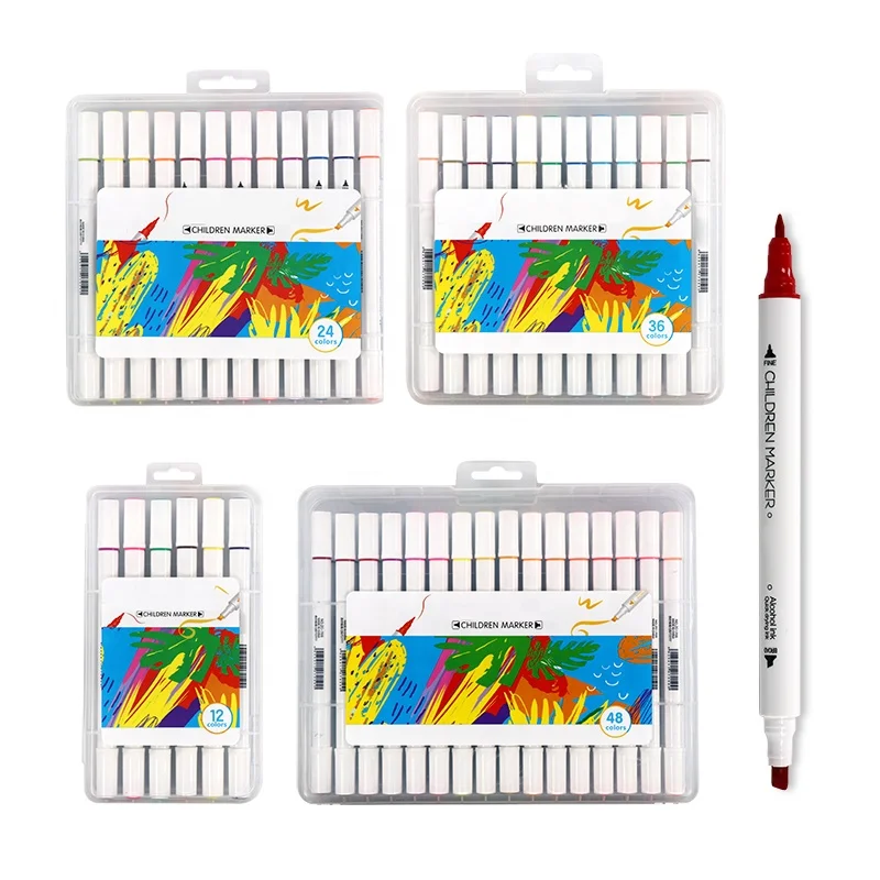 
24 Assorted colors dual tip fine art marker box 