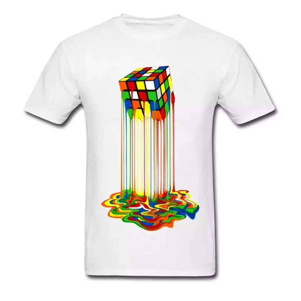 Good Quality Cube T Shirt Rainbow Tshirt ptinying T Shirt For Men t shirt 100% cotton