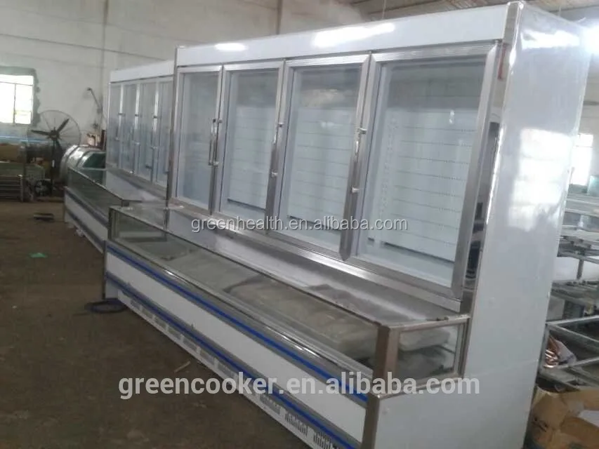 Upright Double Door Freezer Combi Box, Ice Cream Freezer, Supermarket Freezing Showcase Ice Machines CE Multi Icecream Freezer
