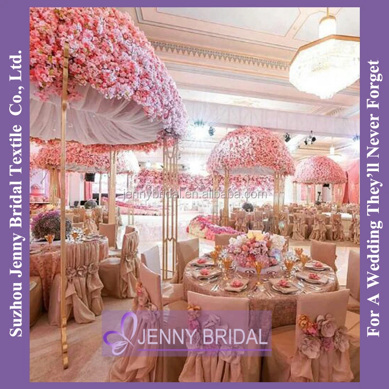 C358A satin ribbon handmade flowers round back chair covers and table covers