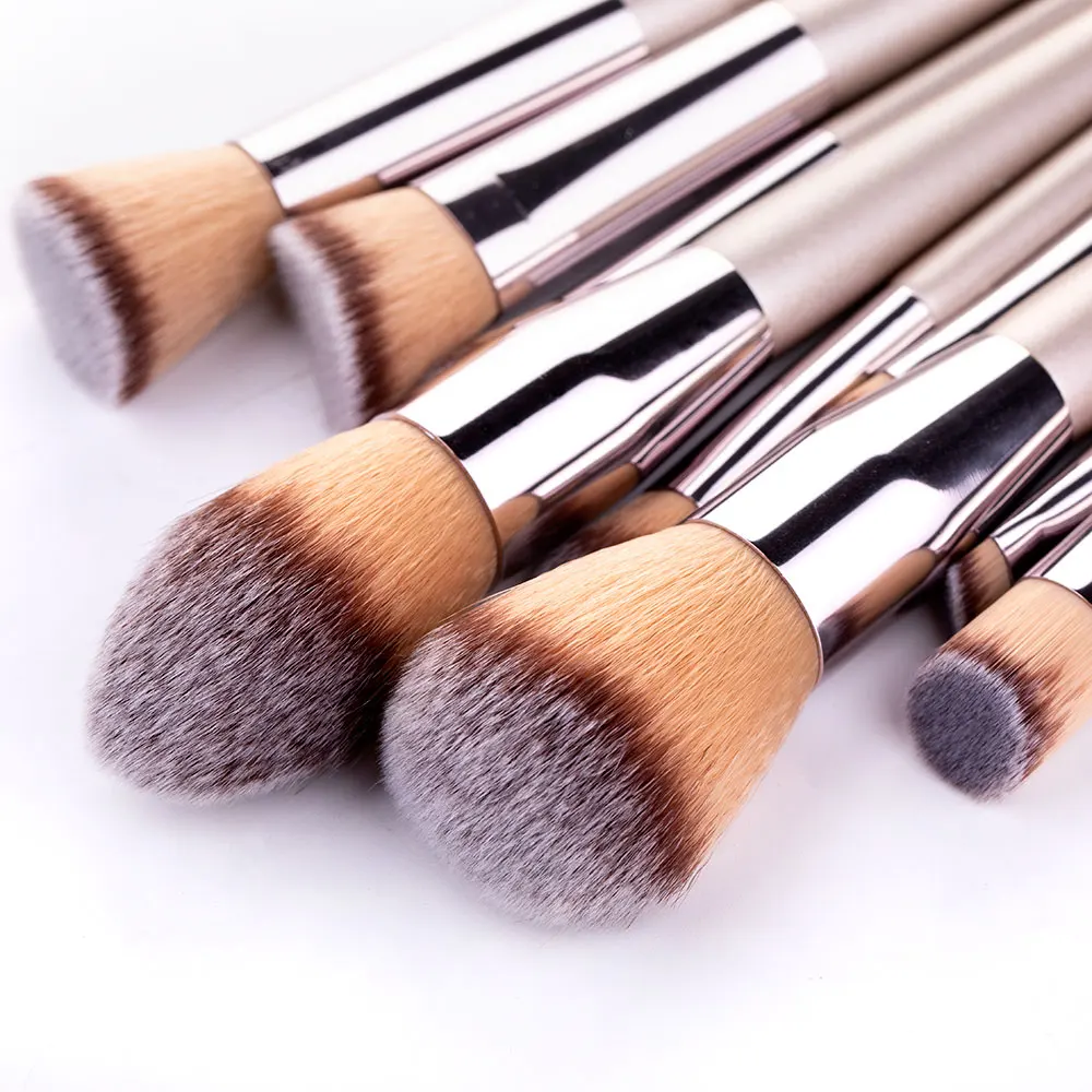 
Professional 10pcs Makeup Brushes Private Label Kit Vegan Champagne Beauty Makeup Brush Set 