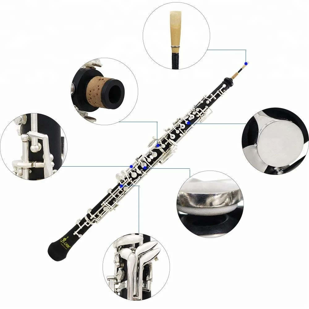 
Woodwind Musical Instrument for Beginner with Reed C Key Cupronickel Plated Silver Oboe 