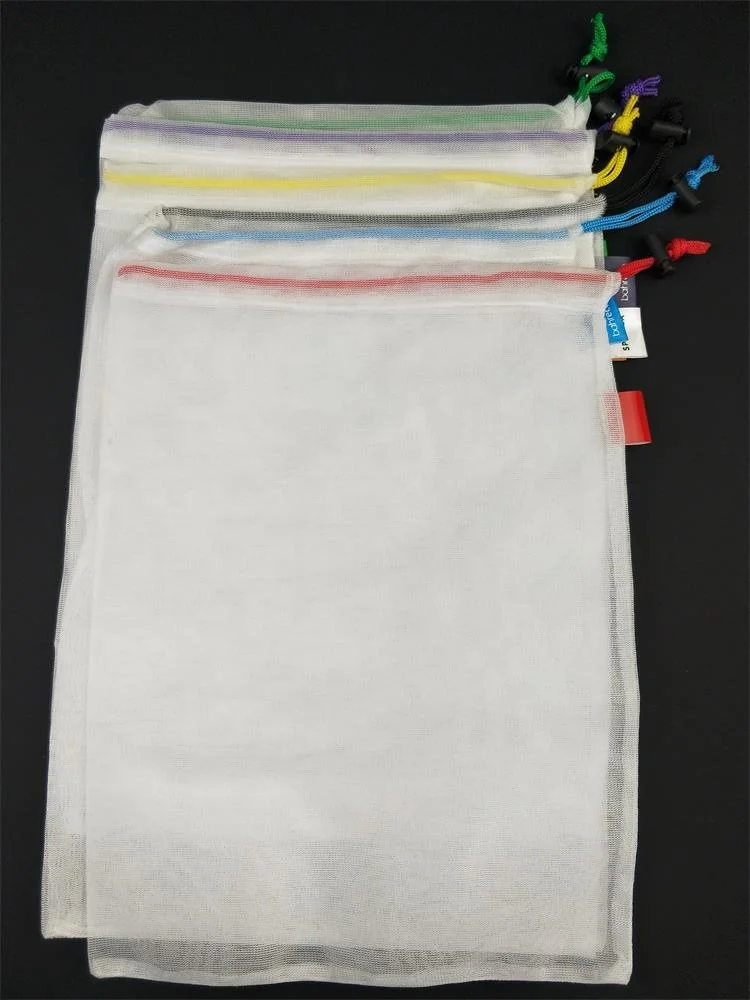 Wholesale Reusable Drawstring Vegetable Fruit Mesh Bag