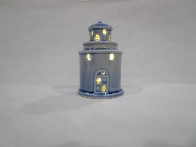 Керамический держатель для свечей маяк синий/белый 5