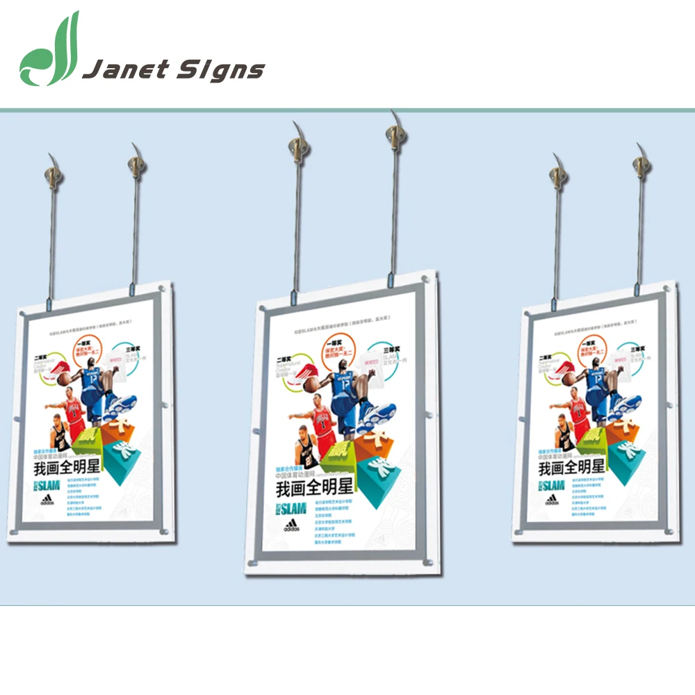 
Ceiling hanging transparent edge crystal led slim light box for customs picture 